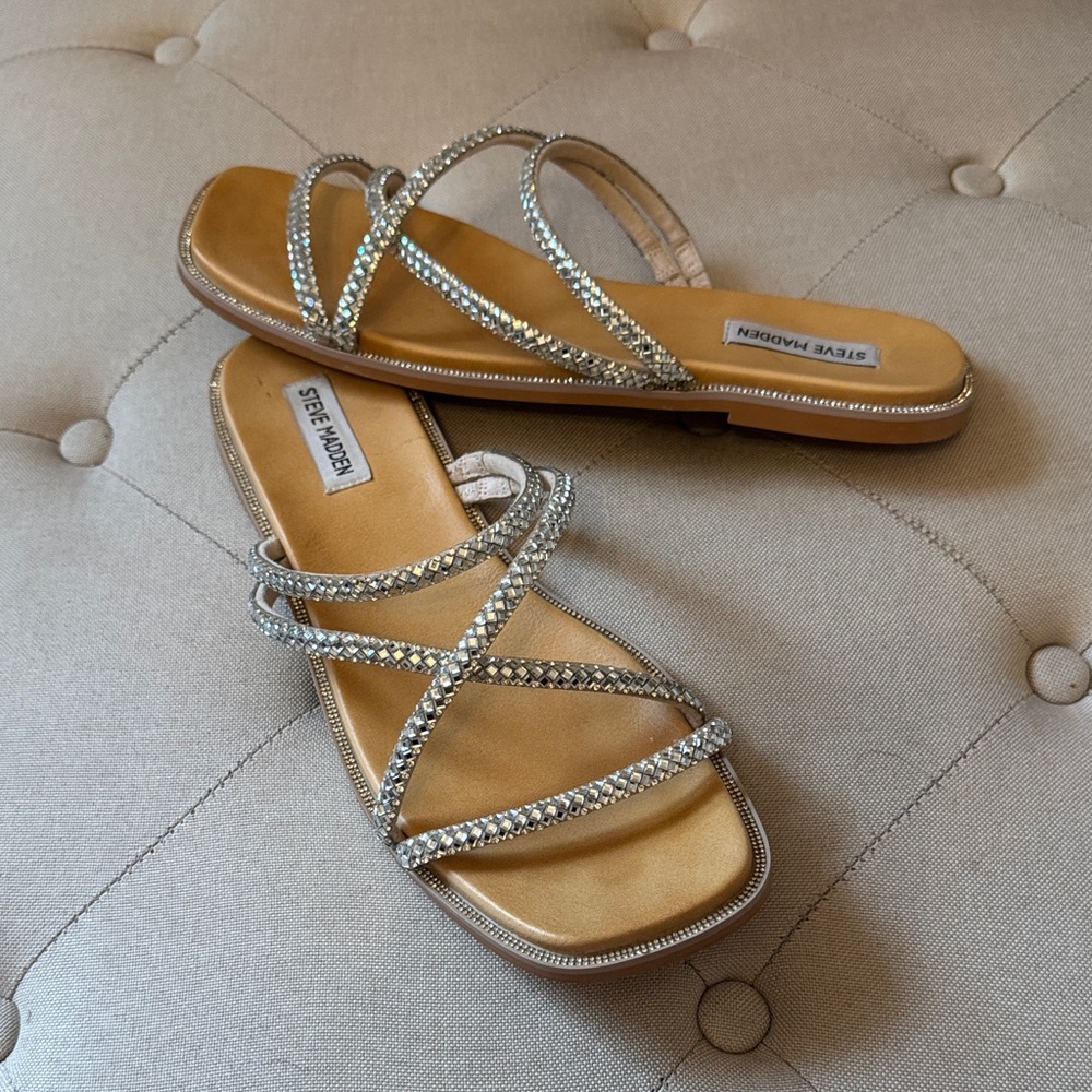 Steve Madden Silver Strappy Sandals